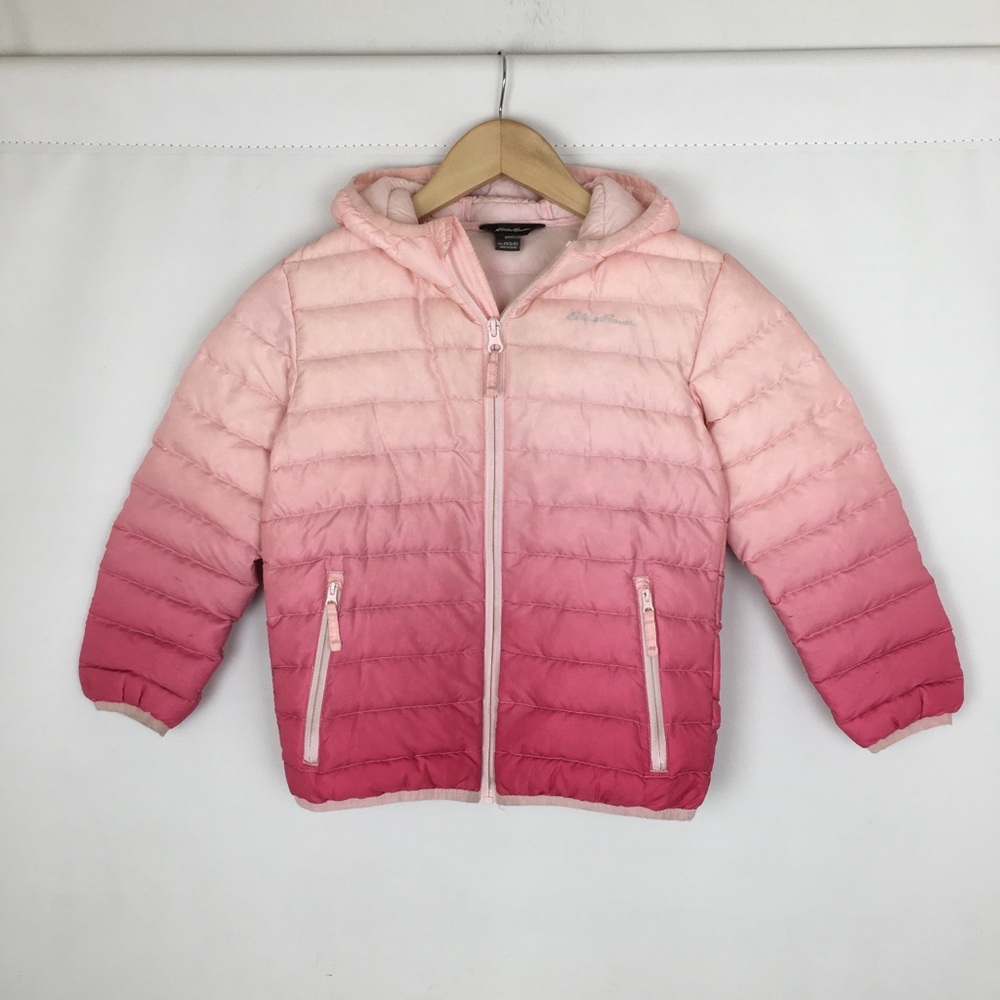 Eddie Bauer Girls Down Puffer Coat Pink Ombre Size XS 5/6